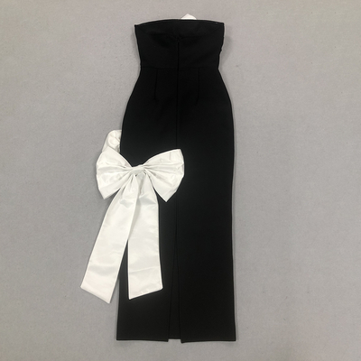 Natural Waistline Sexy Cutout Bandage Bodycon Dress with Off-Shoulder Design and Butterfly Bow for Party Evening Gown