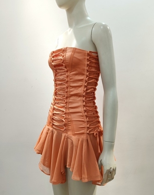 Off-Shoulder Custom Logo Mini Dress Breathable and Stylish for Women's Summer Parties in Polyester Fabric