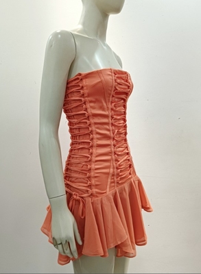 Off-Shoulder Custom Logo Mini Dress Breathable and Stylish for Women's Summer Parties in Polyester Fabric