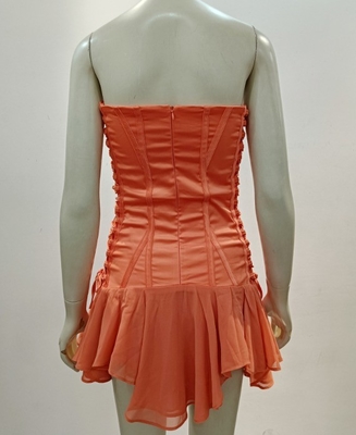 Off-Shoulder Custom Logo Mini Dress Breathable and Stylish for Women's Summer Parties in Polyester Fabric
