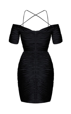 220g Fabric Weight SB2527 Summer Elegant Satin Short Sleeve Celebrity Party Outfit Tight Sexy Fashion Pleated Mini Dress