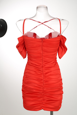 220g Fabric Weight SB2527 Summer Elegant Satin Short Sleeve Celebrity Party Outfit Tight Sexy Fashion Pleated Mini Dress