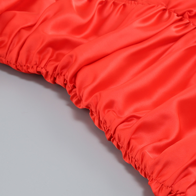 220g Fabric Weight SB2527 Summer Elegant Satin Short Sleeve Celebrity Party Outfit Tight Sexy Fashion Pleated Mini Dress