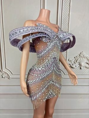 Kimshein AD2438 Latest Fashion Women's Luxurious Bodycon Sleeveless Evening Dress with Gemstone Edge and Precious Stones