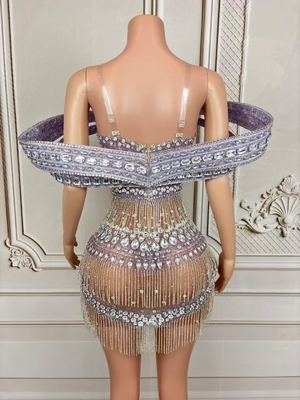 Kimshein AD2438 Latest Fashion Women's Luxurious Bodycon Sleeveless Evening Dress with Gemstone Edge and Precious Stones
