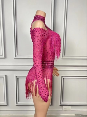 AD2430 Women's Bodysuit Athletic Wear Snowmobile Suit with Knee-Length Long Sleeves and Dazzling Crystal Embellishments