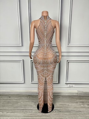 Kimsheinfashion AD2352 Luxurious Handmade Crystal Evening Dress Party Shining Performance Sleeveless Gown from Guangdong