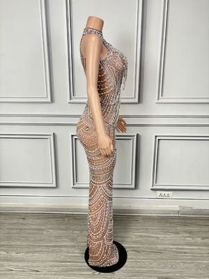 Kimsheinfashion AD2352 Luxurious Handmade Crystal Evening Dress Party Shining Performance Sleeveless Gown from Guangdong