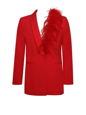 SR2231 Fashion Women's Luxurious Two-Piece Feather Sexy Club Set Luxurious Look and Feel with Polyester Material Printing