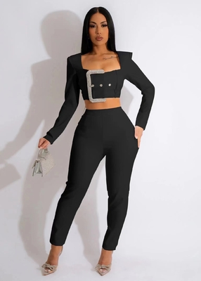 SR2237 Design Spring Autumn Two-Piece Women's Sexy Elegant Long Sleeve Jacket Set with 7-Day Fast Sampling and Material