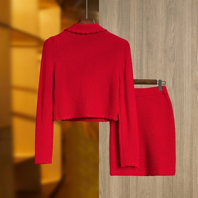 SR2225 Knitted Mini Dress Women's Top and Skirt Set Luxury Fashion Two-Piece Set for Women's Clothing