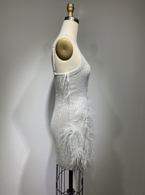 Fast Shipping ED2409 Clothing Feather Beaded Women's Fashion Evening Dress Water Drill Crystal Dress with 7-Day Fast Sampling