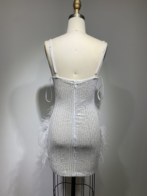 Fast Shipping ED2409 Clothing Feather Beaded Women's Fashion Evening Dress Water Drill Crystal Dress with 7-Day Fast Sampling
