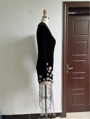 ED2535 Shiny Crystal Rhinestone Fringe Mini Dress Velvet Evening Dress Elegant No Train from Guangdong Made in Guangdong