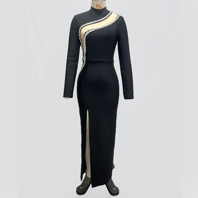 LS2545 Kimshein Long-Sleeved Bodycon Dress Crystal Evening Dress Diamond Set Women Bandage Dress for Immediate Delivery