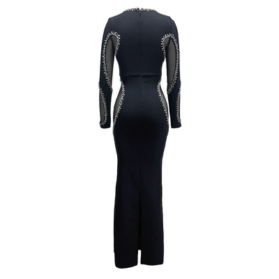 LS2546 Fashionable Women's Evening Dress with Sparkling Crystal and Diamond Embellishments