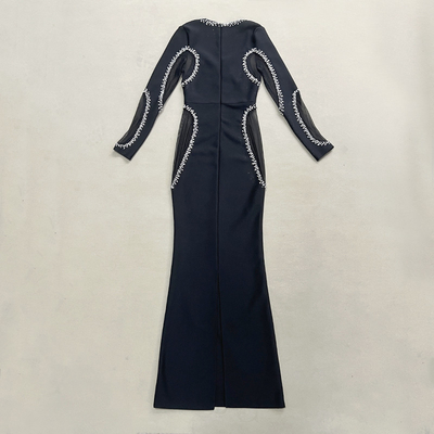 LS2546 Fashionable Women's Evening Dress with Sparkling Crystal and Diamond Embellishments