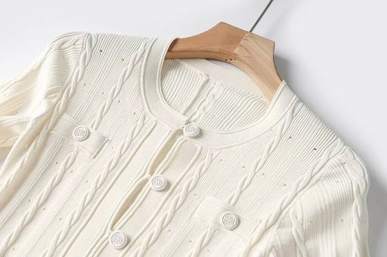 280g Fabric Weight KD2337 Women's Elegant Formal Long Sleeve Winter Knit Clothing with Natural Waistline