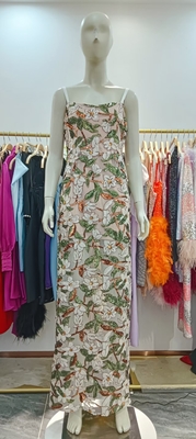Sleek Sleeveless Evening Gown Women's Long Maxi Dress with Luxurious Shiny Sequin Sewing Flowers Full Polyester Material