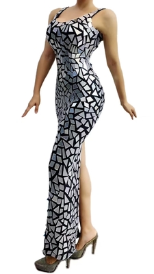 Natural Waistline AD2291 Handmade Club Wear Shiny Sequin Mini Cocktail Dress Sleeveless Mesh Fabric