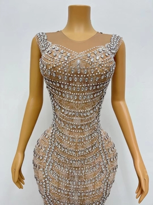 AD1939 Women's Party High Floor Length Dance Party Dress with Crystal Decoration and 240g Fabric Weight Customizable Logo