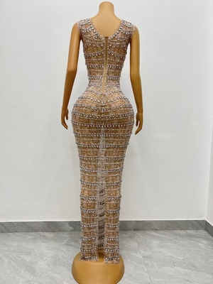 AD1939 Women's Party High Floor Length Dance Party Dress with Crystal Decoration and 240g Fabric Weight Customizable Logo