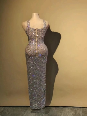 A-Line Club Dress AD1925 Fashionable Women's Sexy Dress with Elegant Sleeveless Design and Sparkling Diamonds