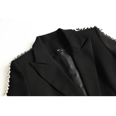 Pure Color Women's Spring Suit with Handmade Crystal Bead and Diamond Embellishment SR2224 Diamond Embellished Pants