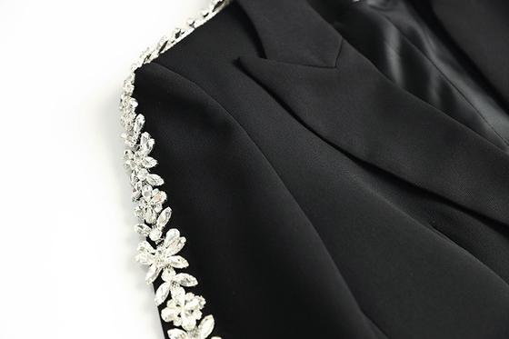 Pure Color Women's Spring Suit with Handmade Crystal Bead and Diamond Embellishment SR2224 Diamond Embellished Pants