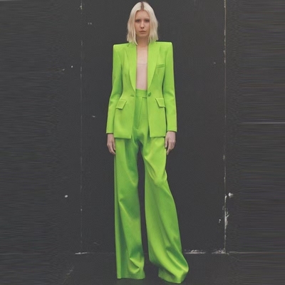7 Days Fast Sampling SR2218 Kimshein Women's Fancy Blazer and Pants Suit Bright Colored Two-Piece Set with Latest Design