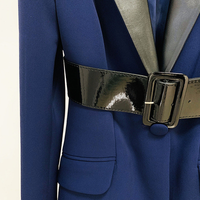 SR2217 Women's Suit Pants Design in Deep Blue Two-Piece Business Suit Jacket for Women Made of Polyester and Cotton Fabric