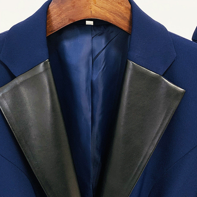 SR2217 Women's Suit Pants Design in Deep Blue Two-Piece Business Suit Jacket for Women Made of Polyester and Cotton Fabric