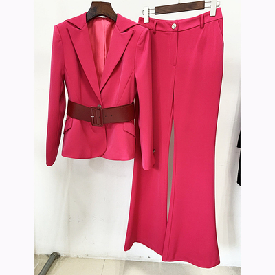 Full Sleeve Women's Business Two-Piece Suit Set with Breathable Fabric and Printed Pattern in Polyester-Cotton Material