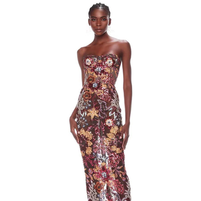 ED2509 Off-Shoulder Evening Dress with Luxurious Embroidery and Sequins in Polyester/Cotton Material in Fashionable Design