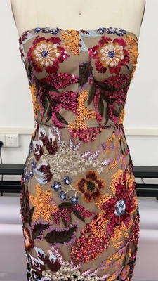ED2509 Off-Shoulder Evening Dress with Luxurious Embroidery and Sequins in Polyester/Cotton Material in Fashionable Design