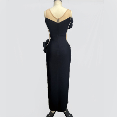 Customizable Logo Position SB3201 Maxi 3D Floral Bandage Dress for Women Elegant and Sexy Evening Gown