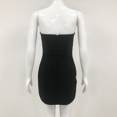 Custom Logo/Graphic Design Supported Strapless Off-Shoulder Bodycon Bandage Cocktail Dress with Rhinestones and Crystals