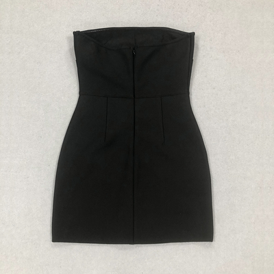 Custom Logo/Graphic Design Supported Strapless Off-Shoulder Bodycon Bandage Cocktail Dress with Rhinestones and Crystals