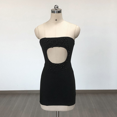 SB3195 Luxurious Pearl Dress by KIMSHEIN Pure Color Party Club Night Bandage Dress with Needlework