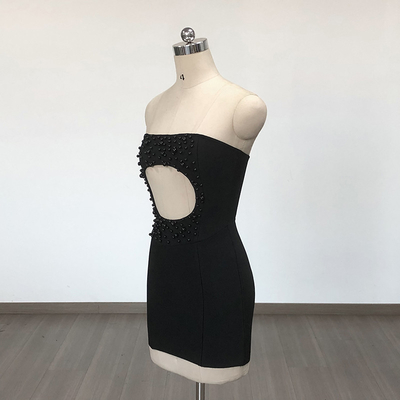 SB3195 Luxurious Pearl Dress by KIMSHEIN Pure Color Party Club Night Bandage Dress with Needlework