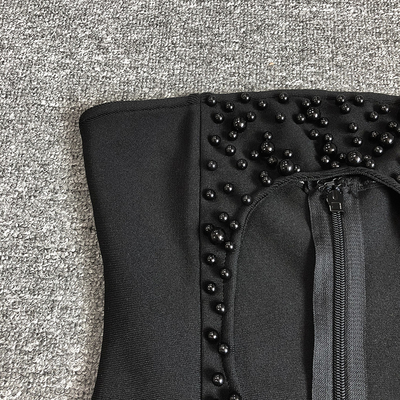 SB3195 Luxurious Pearl Dress by KIMSHEIN Pure Color Party Club Night Bandage Dress with Needlework