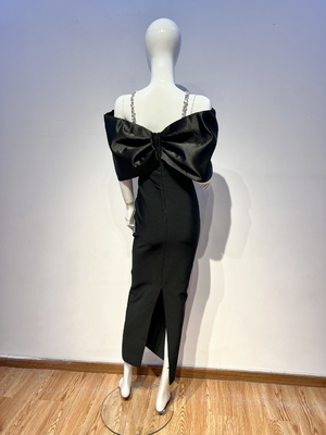 SB3018 Luxury Women's Fashion Bandage Evening Dress with Crystal Butterfly Bow Maxi Bodycon Party Dress No Printing Method