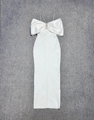 SB3018 Luxury Women's Fashion Bandage Evening Dress with Crystal Butterfly Bow Maxi Bodycon Party Dress No Printing Method