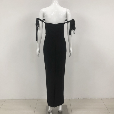 Kimshein Fashionable Women's Bandage Dress with Pearl Embellishments and Ankle-Length