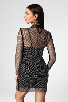 Tight-Fitting BY1503 Kimshein Luxury Women's Long Sleeve Birthday Set Mesh Crystal Dress Diamond Fashion Dress Party Club
