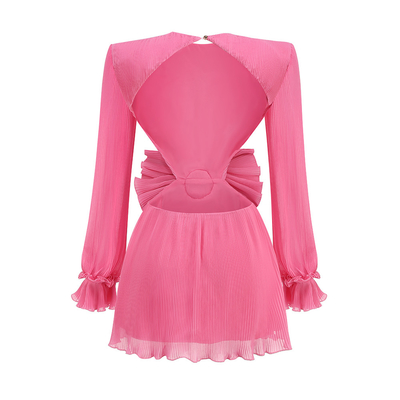 LS2495 Fashionable Women's Sexy Backless Long Sleeve Elegant Flower Mini Cocktail Dress A Must-Have for the Modern Woman