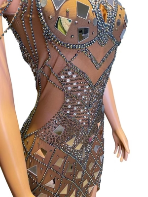 Customizable Logo AD2300 Women's Party Dress Mini Length Luxurious Beading and Elegant Design for a Glamorous Look by Kimshein