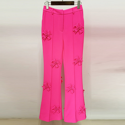 SS2220 Pink Suit Jacket and Pants Set Made of Polyester/Cotton Sexy Tight Bell-Bottom Pants