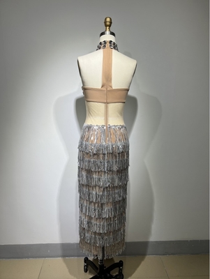Kimshein ED2493 Luxury Fashion Crystal Dress Woven Craft and Sexy Design for Women's Exquisite Ensemble