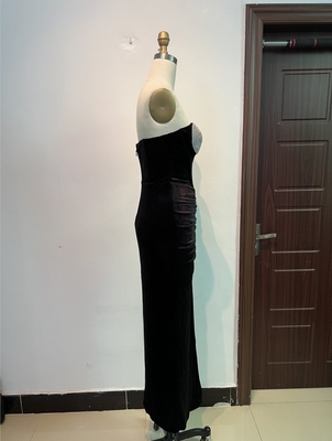 ED2500 Sexy Black Nightclub Dress for Women Shiny Rhinestones and Velvet Maxi Dress by Sea Freight